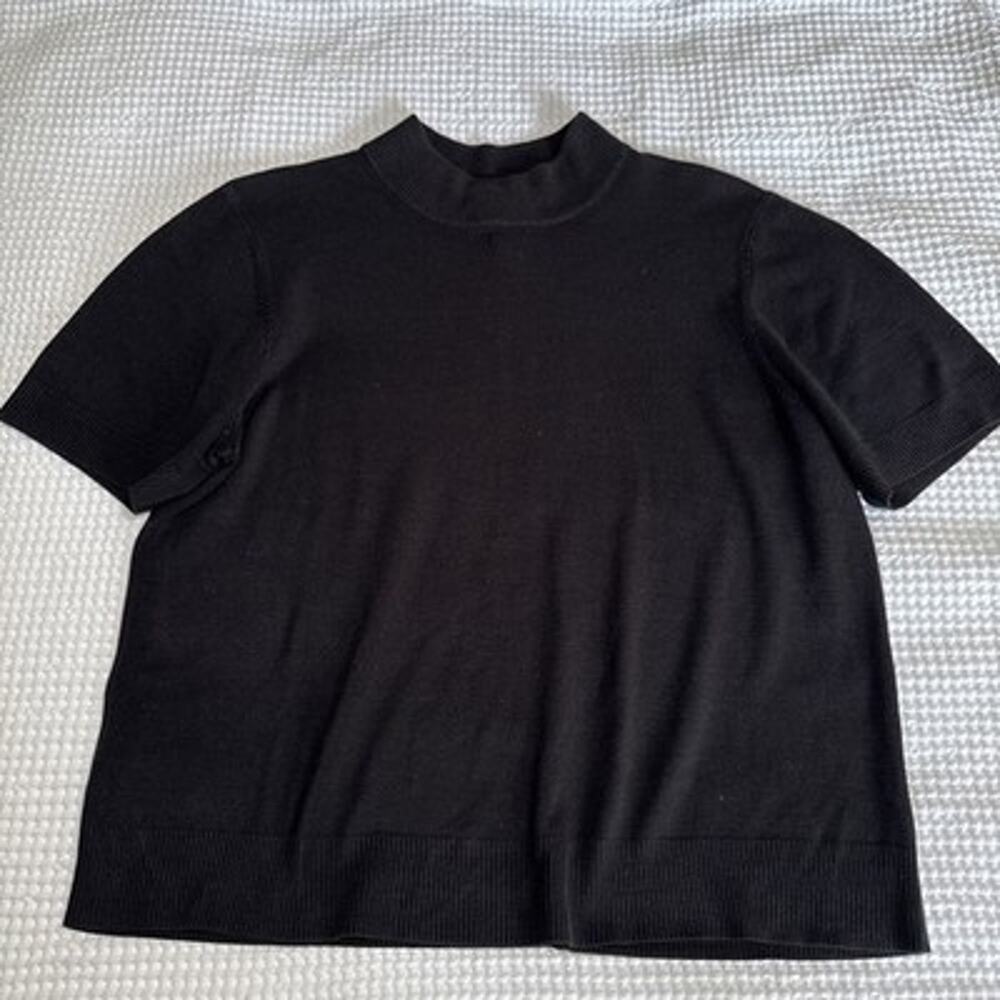 Requirements Shirt Women XL Knit Mock Neck Short Sleeve 90s / Y2K Minimalist Top